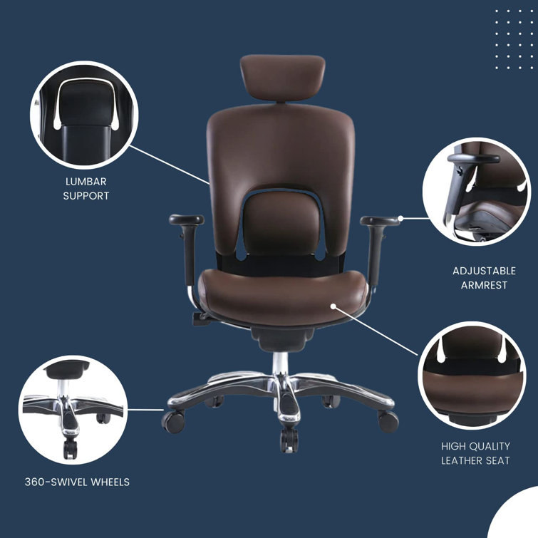 Ergonomic genuine leather online chair by gm seating